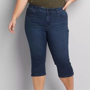 Lane Bryant Dark Wash Signature Fit Mid-Rise Flex Waist Pedal Jeans Size 24 NWT